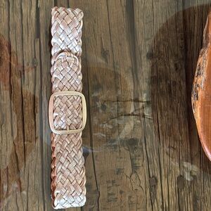 Linea Pelle Brown Leather Belt with Gold Buckle